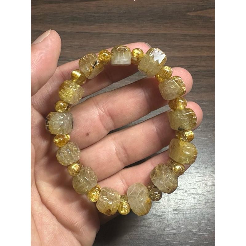 【鈦晶貔貅手排 17-18mm手圍盤18 】 配珠有更換成清透鈦晶-細節圖4