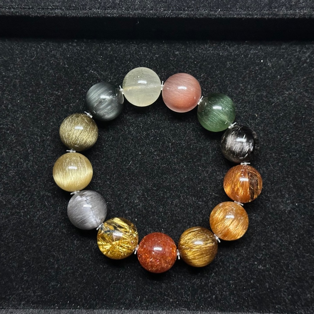 【多寶手珠17mm手圍盤18】金太陽 鈦晶花 銀鈦 金髮 灰髮 藍兔毛 白髮帶綠幽 粉兔毛 綠兔毛 黑鈦 銅鈦 銅順髮-細節圖3