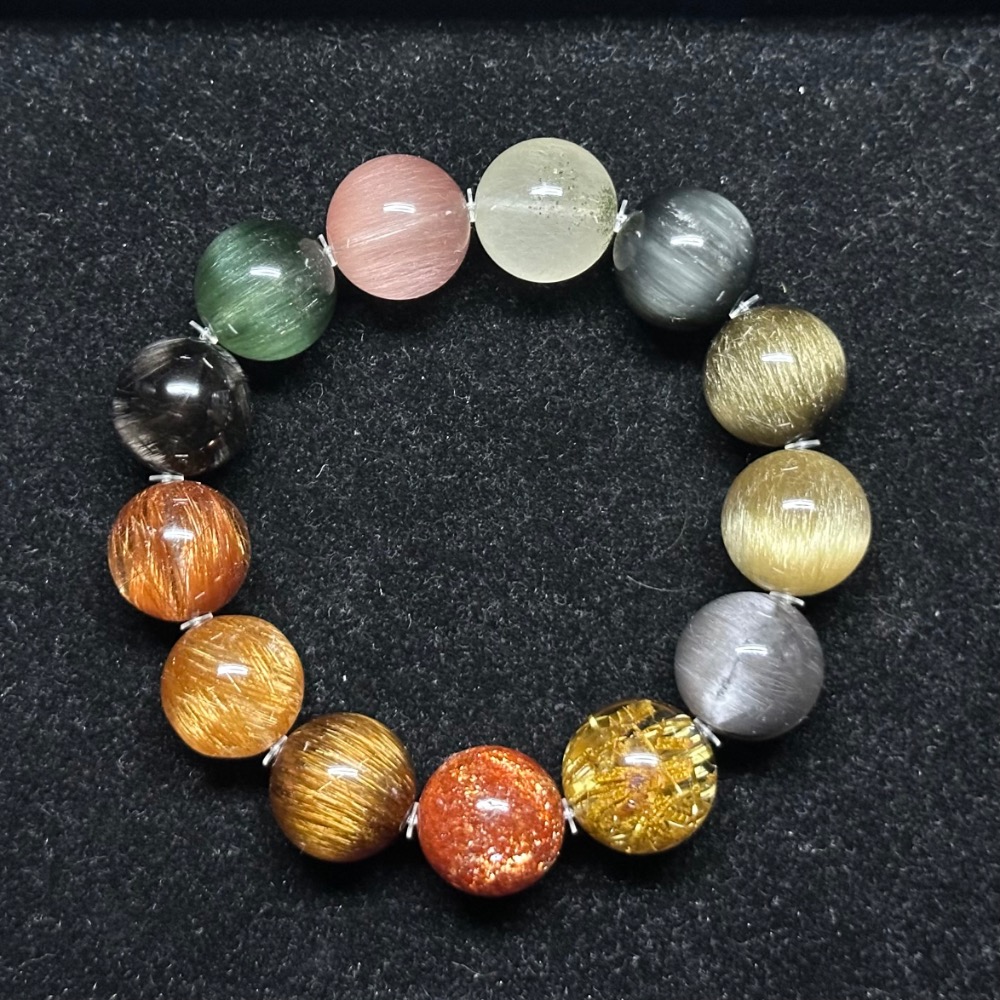 【多寶手珠17mm手圍盤18】金太陽 鈦晶花 銀鈦 金髮 灰髮 藍兔毛 白髮帶綠幽 粉兔毛 綠兔毛 黑鈦 銅鈦 銅順髮-細節圖4