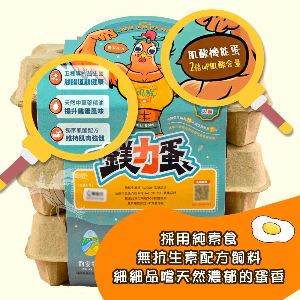 【鈞安牧場】專利配方鎂力機能蛋(土雞蛋8顆x3盒x1箱，共24顆)-細節圖3