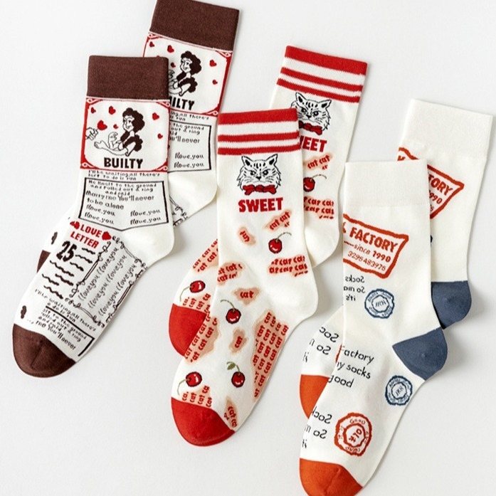 VYPST 現貨 法國油畫系列中筒襪 純棉襪 素色 長襪 襪子 百搭必備 生日禮物 交換禮物 情人節禮物-細節圖2