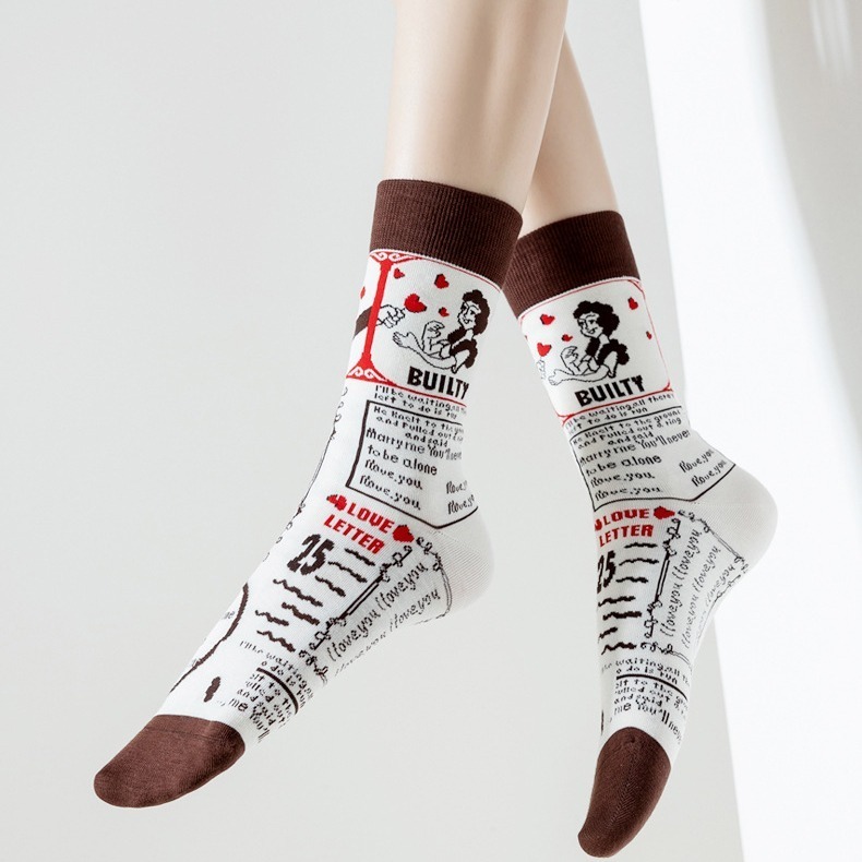 VYPST 現貨 法國油畫系列中筒襪 純棉襪 素色 長襪 襪子 百搭必備 生日禮物 交換禮物 情人節禮物-細節圖3