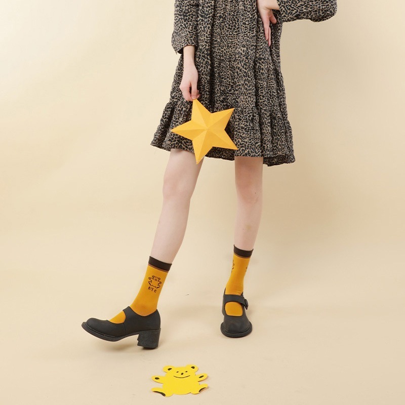 VYPST 現貨 趣味Hello系列中筒襪 純棉襪 素色 長襪 襪子 百搭必備 交換禮物 生日禮物 情人節禮物-細節圖7