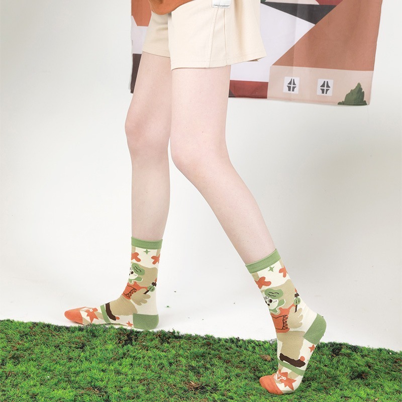 VYPST 現貨 插畫露營系列中筒襪 純棉襪 素色 長襪 襪子 百搭必備 交換禮物 生日禮物 情人節禮物-細節圖9