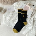 VYPST 現貨 美式字母刺繡保暖中筒襪 毛巾襪 純棉襪 素色 長襪 襪子 百搭必備 交換禮物 生日禮物 情人節禮物-規格圖8