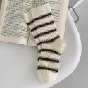 VYPST 現貨 咖啡色系條紋熊熊中筒襪 襪子 長襪  純棉襪 生日禮物 交換禮物 情人節禮物-規格圖8