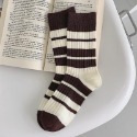 VYPST | 現貨 咖啡色系條紋熊熊中筒襪 襪子 長襪 純棉襪-規格圖8