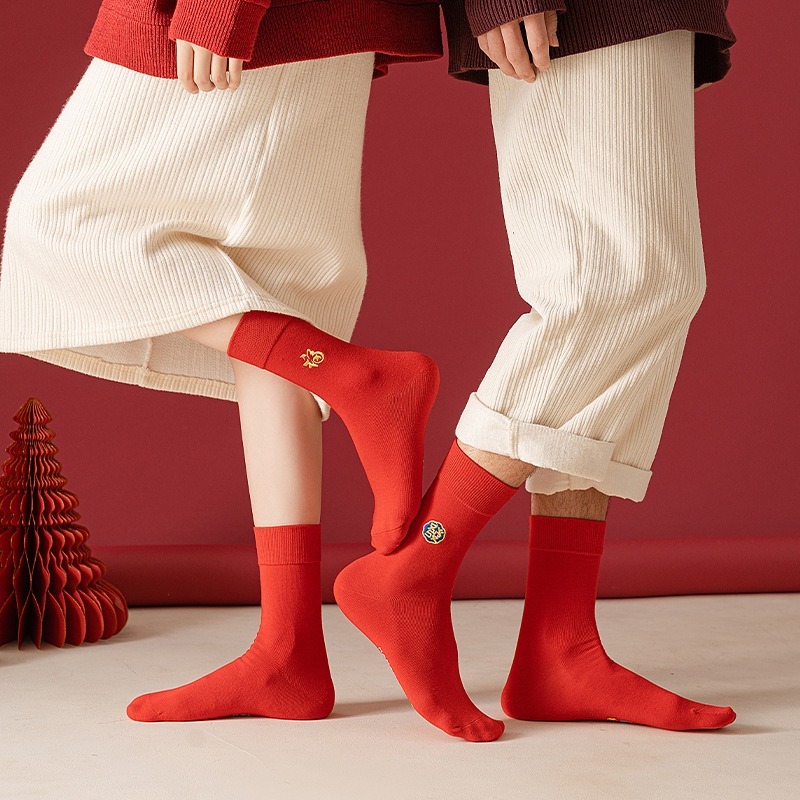 VYPST 現貨 福氣好運吉祥話中筒襪 新年襪 吉祥襪  發財襪 長襪 襪子 情侶襪 交換禮物 生日禮物 情人節禮物-細節圖4