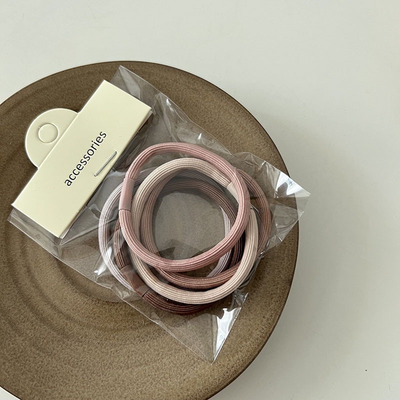 VYPST 現貨 5入組復古豆沙色系髮圈 彈力髮圈 不咬髮髮圈 造型髮圈 髮圈 彈力法圈 綁頭髮髮圈 生日禮物-細節圖3