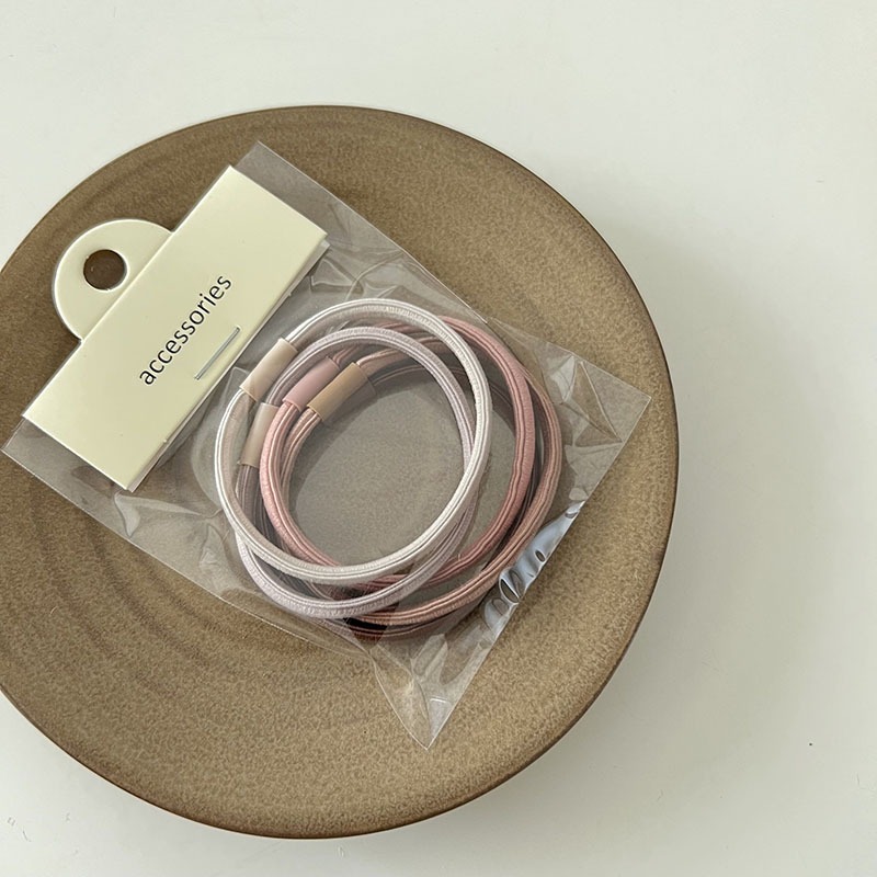 VYPST 現貨 5入組復古豆沙色系髮圈 彈力髮圈 不咬髮髮圈 造型髮圈 髮圈 彈力法圈 綁頭髮髮圈 生日禮物-細節圖5