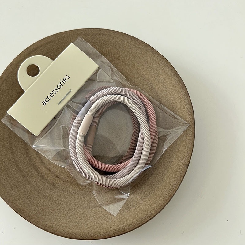 VYPST 現貨 5入組復古豆沙色系髮圈 彈力髮圈 不咬髮髮圈 造型髮圈 髮圈 彈力法圈 綁頭髮髮圈 生日禮物-細節圖6