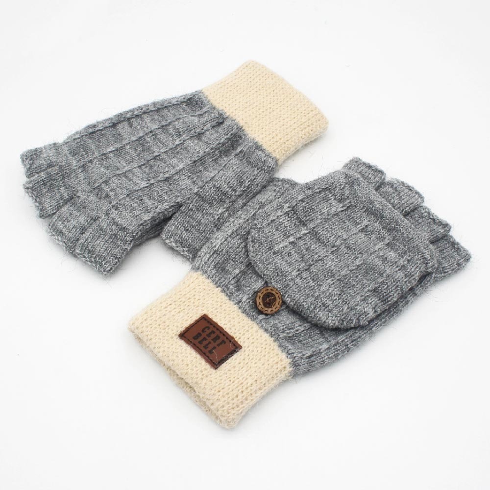 [bm]【瑟夫貝爾】針織釣魚手套 針織手套 保暖手套 男女適用 翻蓋手套 半指手套 台灣製造 250116-10#C-細節圖10