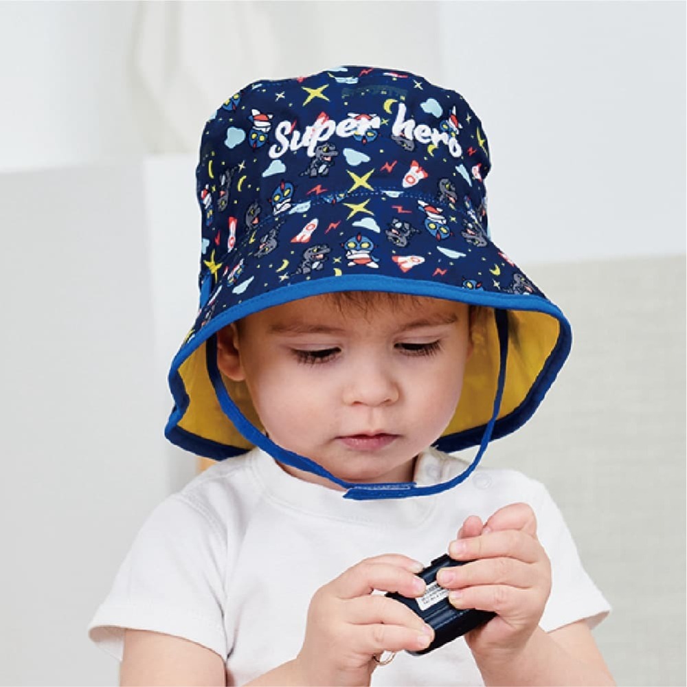 [bm]【瑟夫貝爾】兒童 防曬遮陽帽 漁夫帽 雙面穿戴 純棉 防紫外線 宇宙 火箭 超人 怪獸 240816+30-細節圖7