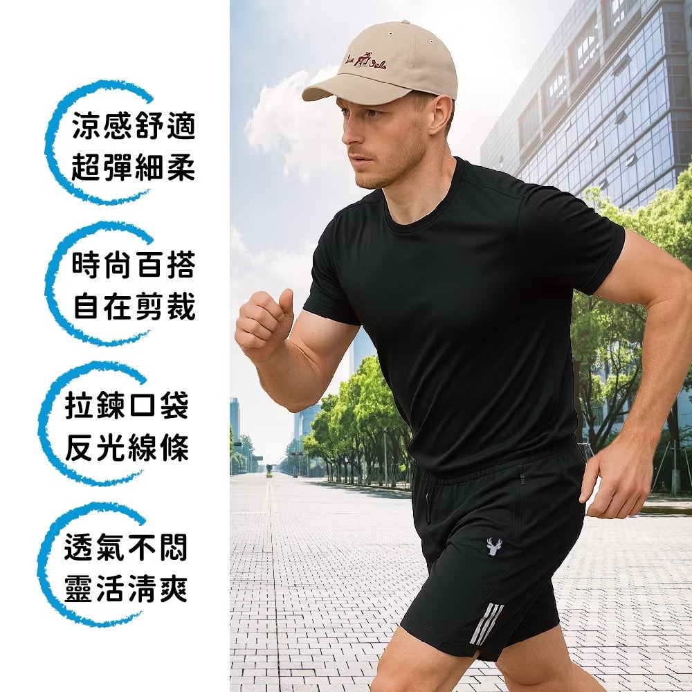 [bm]【瑟夫貝爾】肌涼休閒運動短褲 O 涼感褲 運動短褲 褲子 透氣排汗 口袋拉鍊 反光設計 250706+10#C-細節圖3