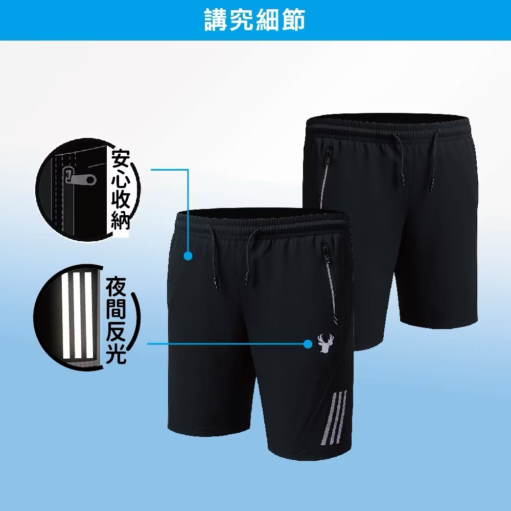 [bm]【瑟夫貝爾】肌涼休閒運動短褲 O 涼感褲 運動短褲 褲子 透氣排汗 口袋拉鍊 反光設計 250706+10#C-細節圖7
