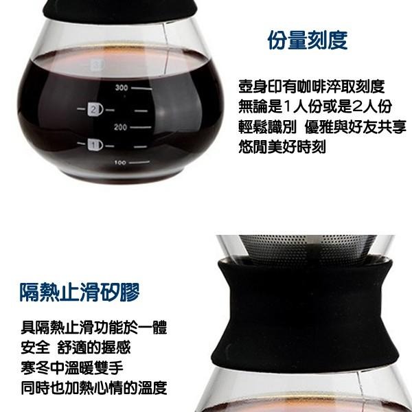 手沖咖啡免濾紙咖啡壺400ml 304不銹鋼 輕便玻璃壺拿鐵咖啡器具濾網露營美式濾杯架-細節圖8