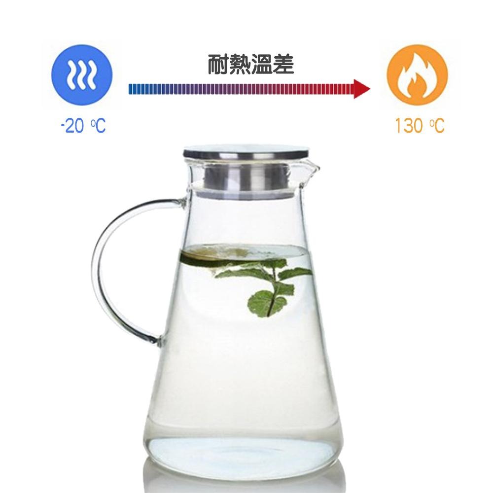 冷水壺大容量 【台灣現貨】北歐簡約大容量 1800ml 涼水壺 高硼矽 ins 耐熱玻璃 茶壺 花茶 不鏽鋼壺 水瓶-細節圖3