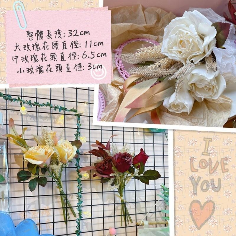 台灣現貨 🌹仿真韓系乾燥玫瑰花束 仿真玫瑰 店面佈置 假花 婚禮佈置 花藝 擺拍 拍攝道具 外拍花束 婚紗攝影 畢業花束-細節圖5