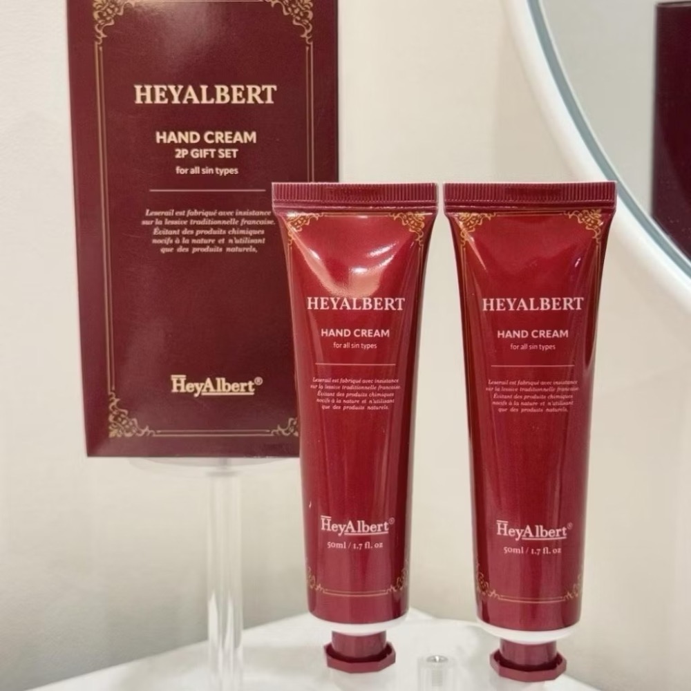 ⭐️現貨快速出貨⭐️ 韓國製造 Heyalbert頂級嫣紅 賦活香氛護手霜兩入組50ml+50ml (酒紅色包裝)-細節圖2
