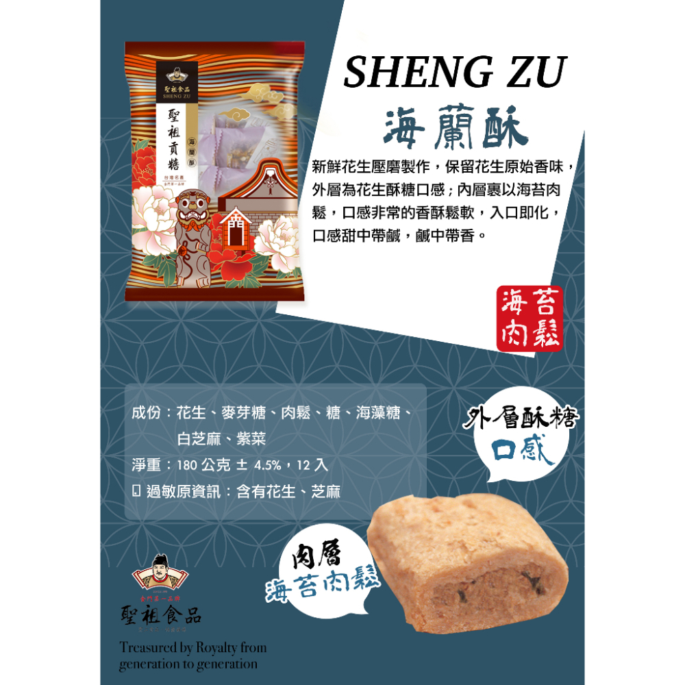 【聖祖貢糖】海蘭酥-海苔肉鬆180g(12入/包)-細節圖4