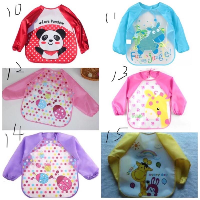 可愛卡通動物兒童長袖防水反穿衣 吃飯圍兜 畫畫服 免洗罩衣 長袖圍兜/寶寶吃飯衣/防水圍兜/反穿圍兜畫畫衣 防水衣-細節圖2