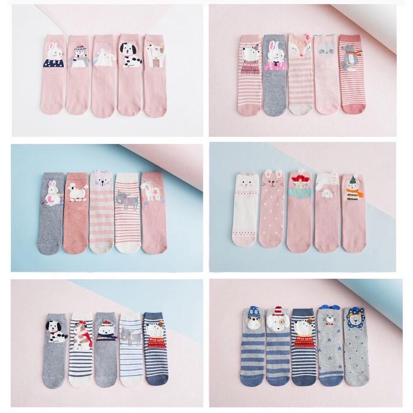 💕5雙組💕卡通立體耳朵女襪 日系潮流爆款中筒純棉女襪 女生襪子 保暖襪學生襪 超可愛棉質女襪 粉色條紋動物中筒襪-細節圖2