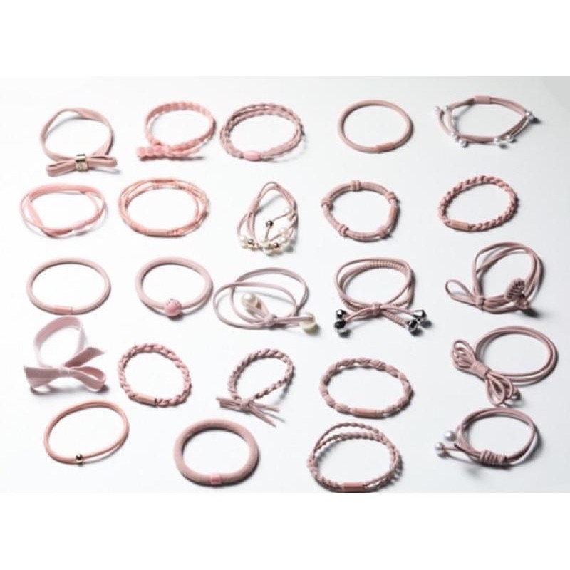 韓版24件髮圈 馬卡龍色系 罐裝24入 高彈力髮飾 韓式髮飾24件組-細節圖3