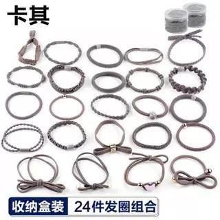 韓版24件髮圈 馬卡龍色系 罐裝24入 高彈力髮飾 韓式髮飾24件組-細節圖6