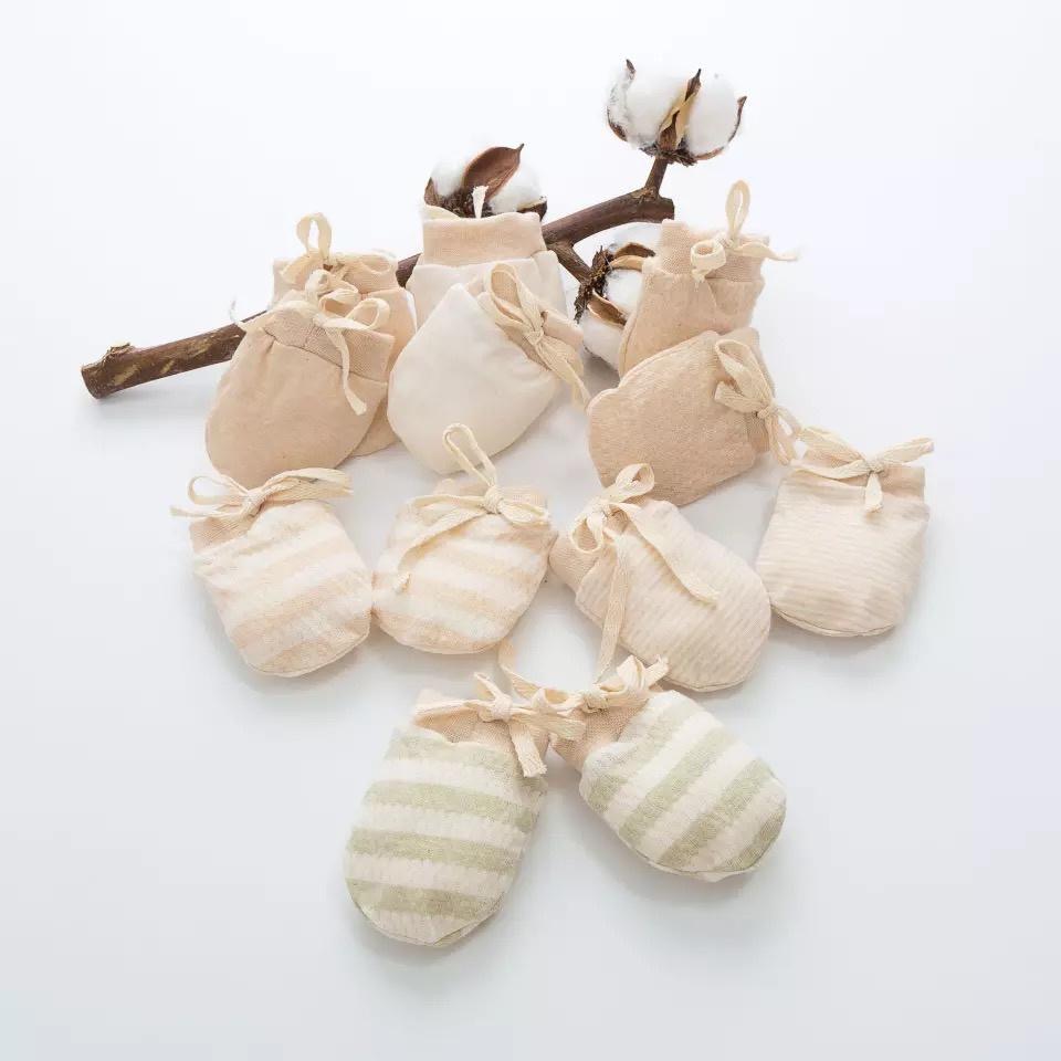 有機彩棉 嬰兒純棉手套 純棉透氣 防抓手套 抽繩可調節 新生兒手套 保護 寶寶手套 防咬寶寶手套 嬰兒手套-細節圖2