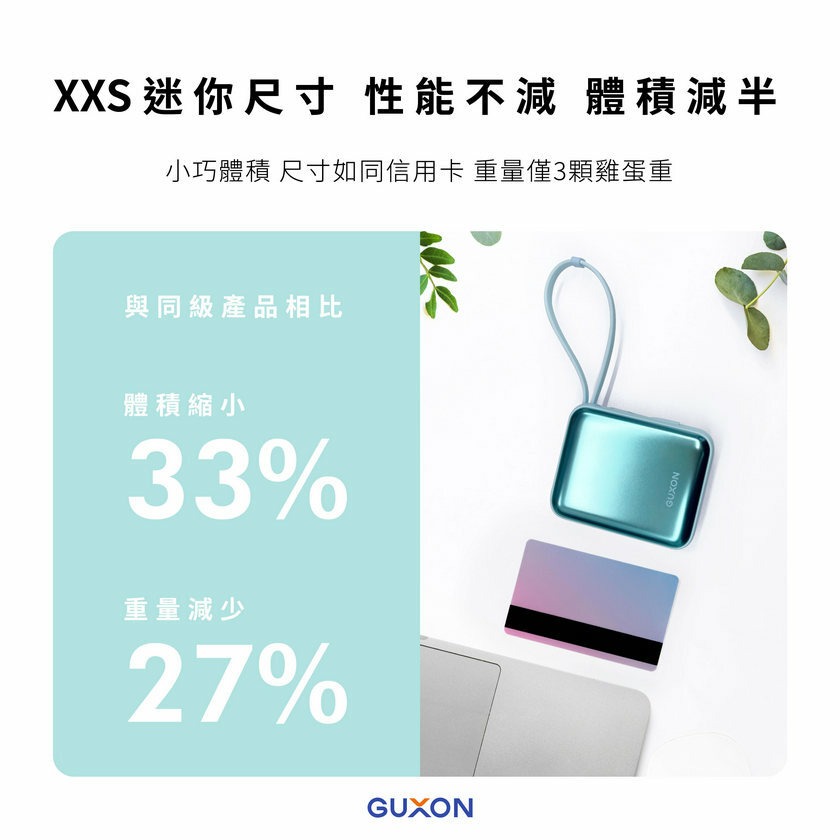 可登機 WH標示  GUXON 巧方塊雙線行動電源 10000mAh 快速充電 免帶線 出國行動電源 行動電源-細節圖5