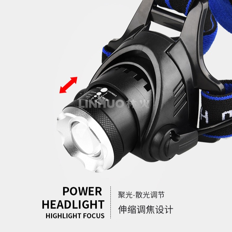 開發票 L2強光頭燈 LED 直充3.5 工作燈 汽車水電 釣魚 L2單頭燈130元不含電池 全套三件組189元-細節圖2