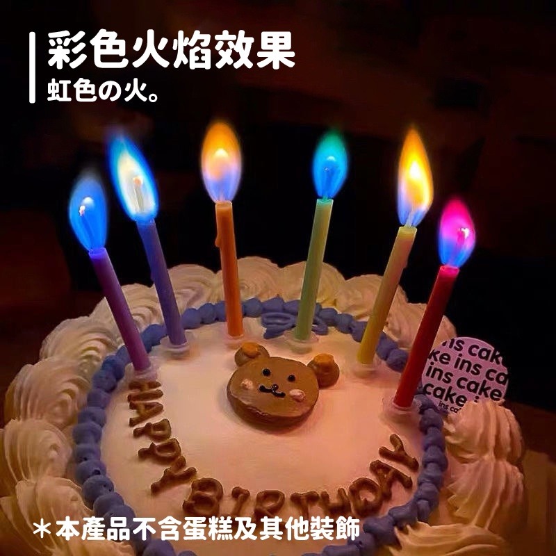 氣球派對多🎉12支 彩色火焰蠟燭 彩色蠟燭 蛋糕 生日蠟燭 週歲佈置 蛋糕蠟燭 慶生蠟燭 創意蠟燭 蠟燭 造型蠟燭-細節圖2