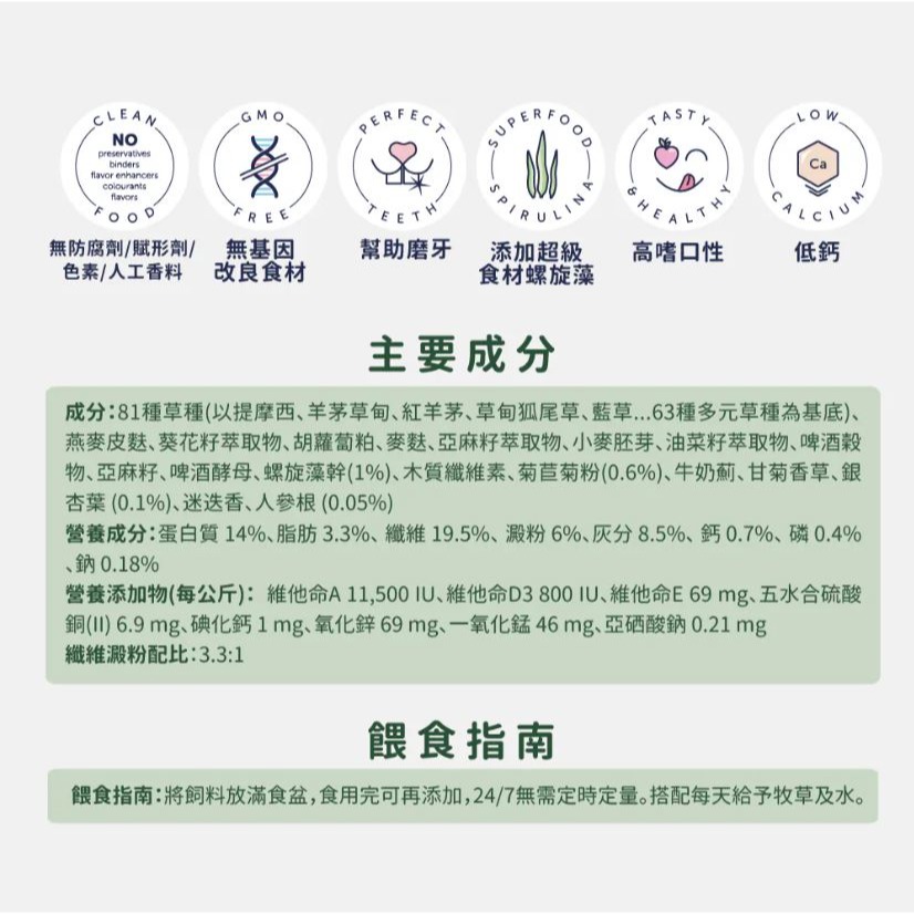 ◆趴趴兔牧草◆德國邦尼 夢想高齡兔飼料 1.5公斤-細節圖3