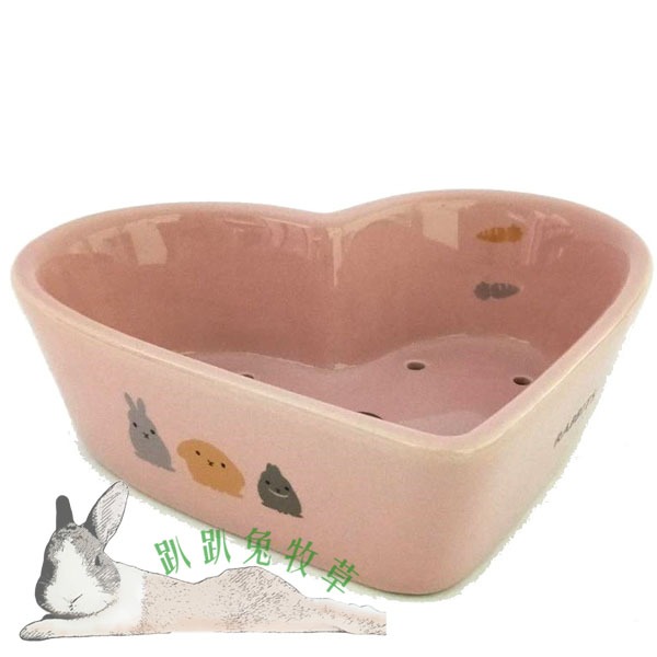 ◆趴趴兔牧草◆日本Marukan 超可愛 愛心 陶瓷碗 兔 天竺鼠-細節圖2