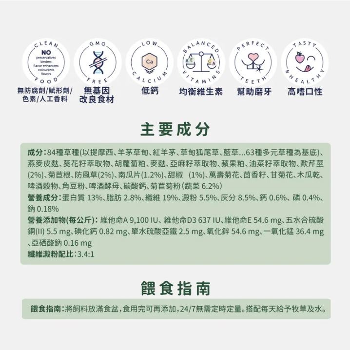 ◆趴趴兔牧草◆德國邦尼®成兔『小顆三柱顆粒』無糖蔬菜配方 1.5公斤-細節圖5