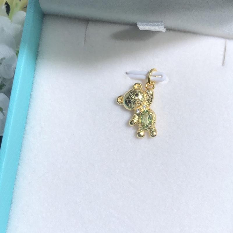 【艾爾莎寶石】可愛小熊！天然無燒貴橄欖石 Peridot 氣質925銀鍍厚黃K吊墜-細節圖2