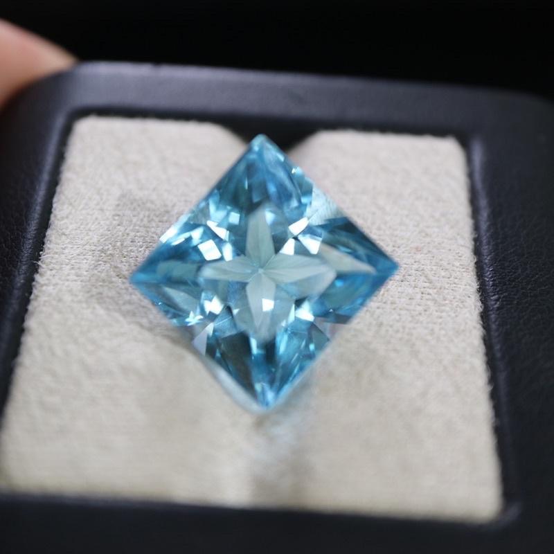 已售【艾爾莎寶石】19.52ct 近頂級淨度IF！罕見公主方！純淨藍！天然瑞士藍拓帕石Swiss Blue Topaz-細節圖5