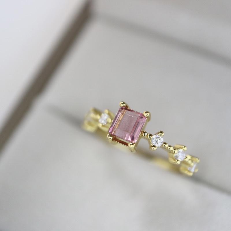 【艾爾莎寶石】61分 超美閃亮粉橘帕帕拉夏色！天然無燒碧璽 Tourmaline 925銀鍍厚黃K戒指 活圍 系列款-細節圖2