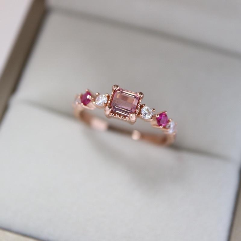 【艾爾莎寶石】超美閃亮粉橘！帕帕拉夏色！天然無燒碧璽 Tourmaline 925銀鍍厚玫瑰金戒指 活圍 系列款-細節圖3