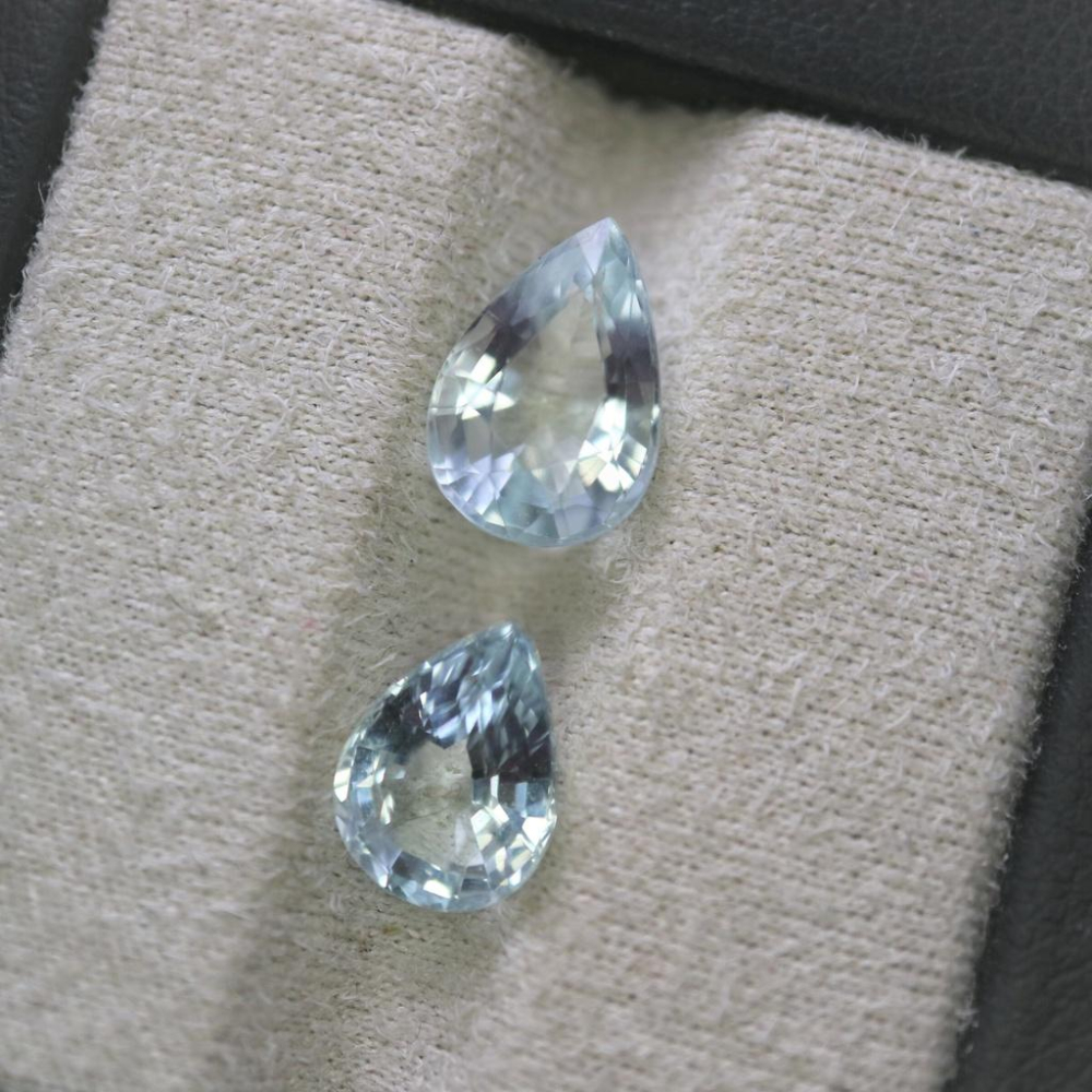 【艾爾莎寶石】一對共3.75ct 頂級淨度IF！純淨銀藍！天然海藍寶 Aquamarine-細節圖2