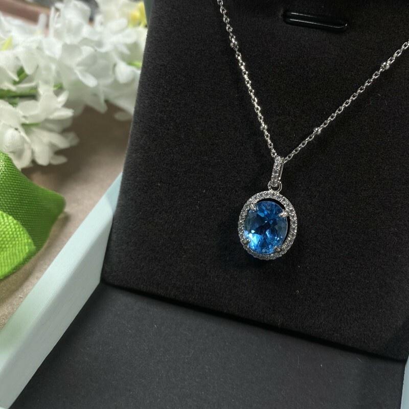 【艾爾莎寶石+】3.2ct 頂級淨度IF！天然瑞士藍拓帕石 Swiss Blue Topaz 925純銀美墜 送銀鍊-細節圖2