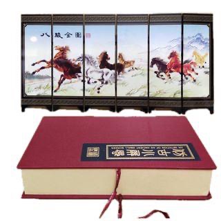 便宜出售 2入漆器小屏風 《清明上河圖》+《八駿圖》-細節圖4