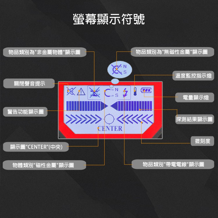 牆體金屬檢測儀 MD220 蓋斯工具 金屬探測儀 牆體探測儀 鋼筋檢測儀 螺柱柱子探測器檢測 牆體金屬木頭探測儀-細節圖6