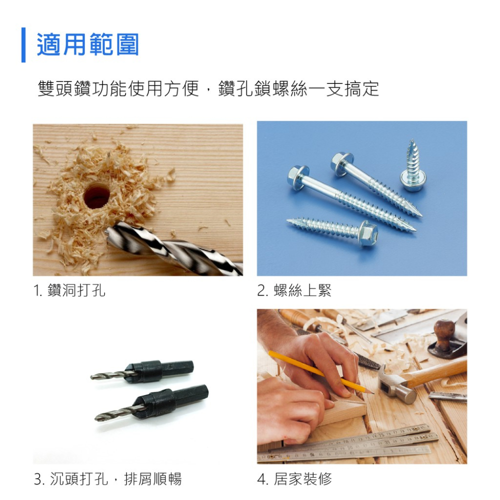 20件高速鋼雙頭鑽 轉換器 D20 蓋斯工具 白鋼組 鑽孔 鎖螺絲 沉頭鑽 鑽頭 內六角扳手 批頭轉換 快速轉換工具-細節圖3