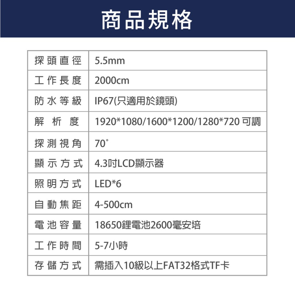 5.5mm探頭內視鏡 EE255 蓋斯工具 附配件包 工業內視鏡 內窺鏡 帶螢幕 防水鏡頭 硬管2米 管道內窺鏡 照明燈-細節圖3