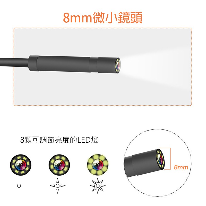 8mm帶螢幕工業內視鏡 EE280P 蓋斯工具 工業用內視鏡 蛇管內視鏡 管道內視鏡 200cm蛇管 4.3吋全彩螢幕-細節圖9