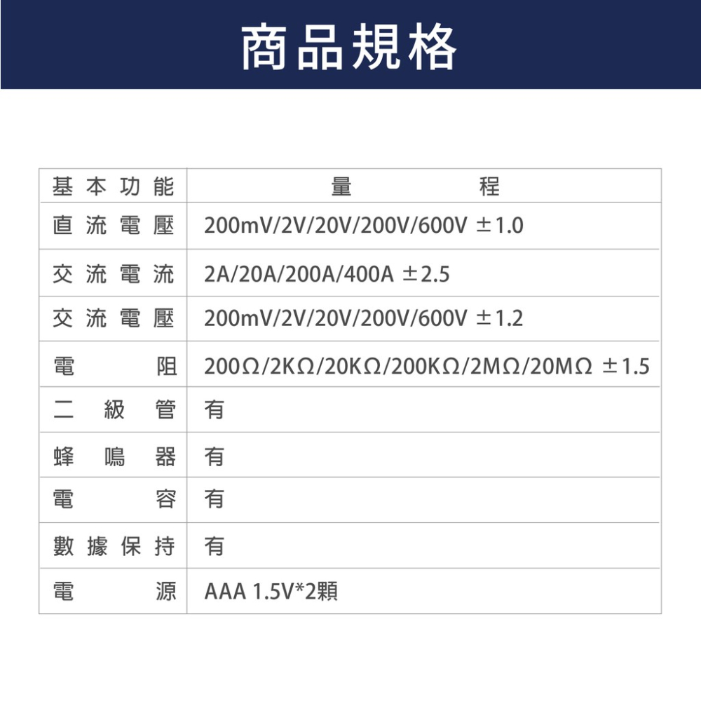 精密型電流鉤表 DTST201 蓋斯工具 數位鉤錶 勾錶 鉗形電表 鉗流表 三用電表 電流勾表 2A 200mV 電容-細節圖3