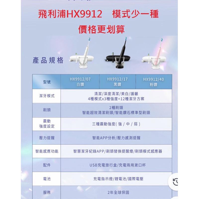 全新兩年保固PHILIPS原廠保固兩年❗️飛利浦鑽石靚白音波震動牙刷HX9312/HX9352/HX9912-細節圖2