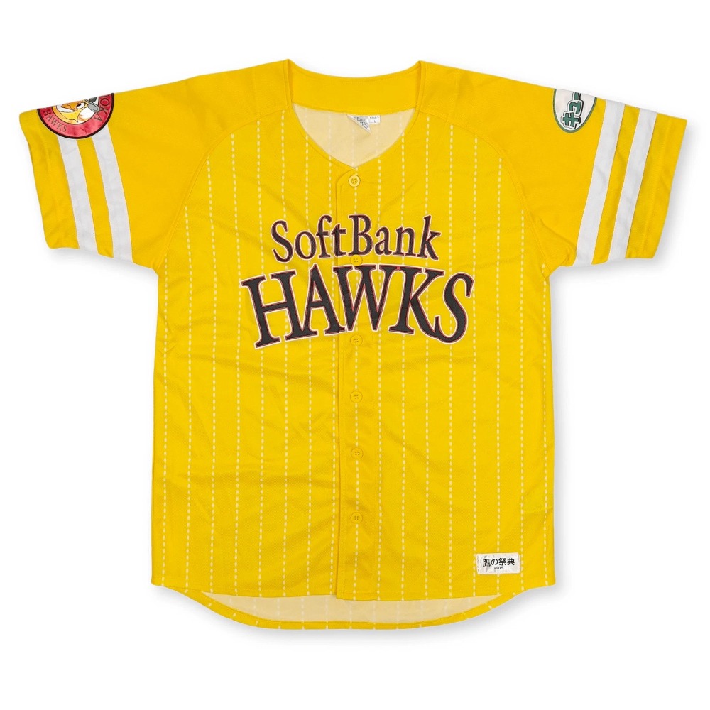 日本職棒 NPB 軟銀鷹 2015 鷹之祭典 熱男 應援球衣 黃色 S、L (罩衫 棒球 壘球 棒壘)-規格圖10