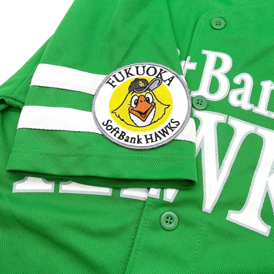 日本職棒 NPB 軟銀鷹 2012 鷹之祭典 電繡臂章 應援球衣 綠色 S、L (罩衫 棒球 壘球 棒壘 刺繡)-細節圖3